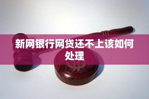 新网银行网贷还不上该如何处理